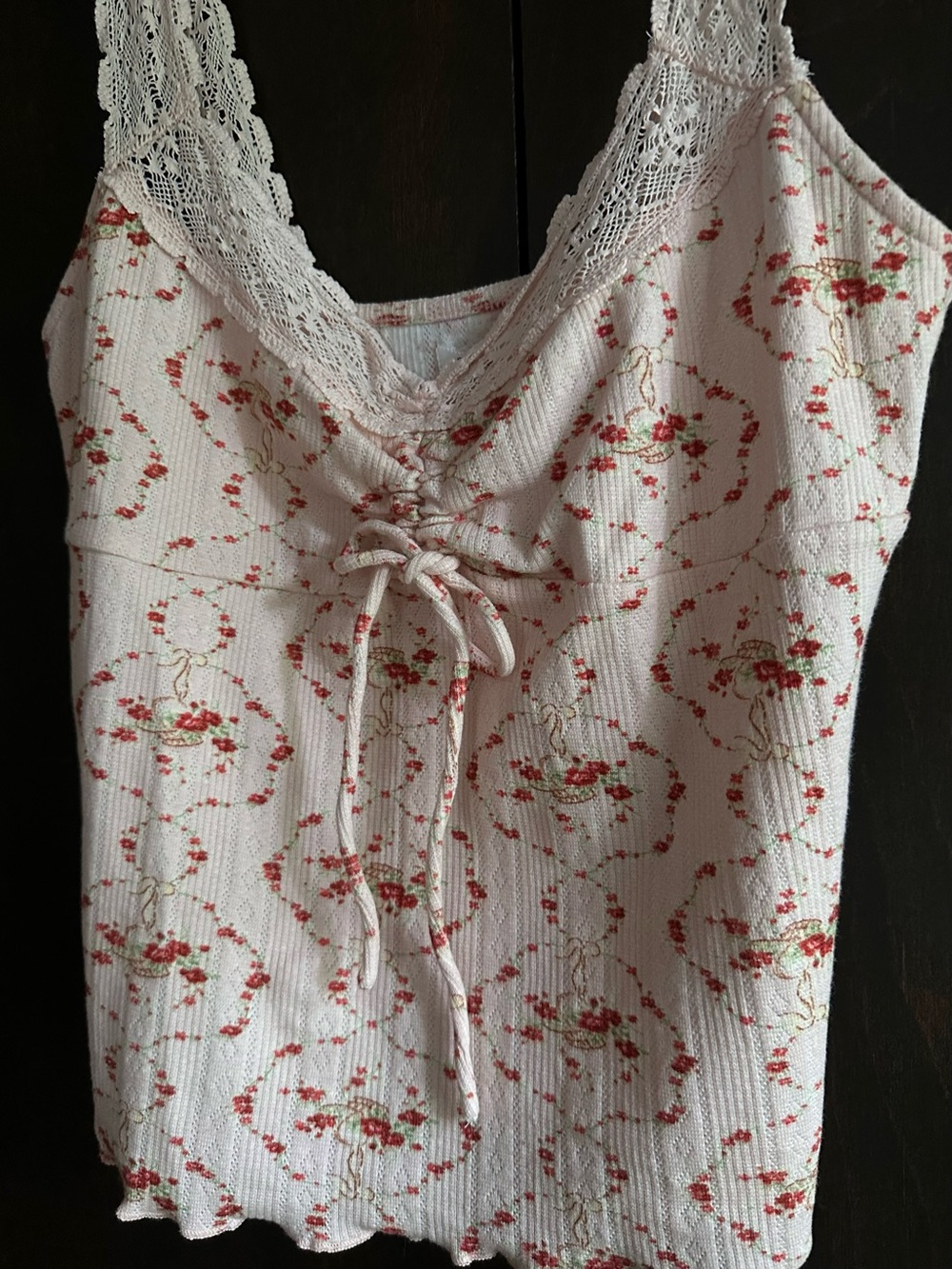 UO Kimchi Blue Blush Pink Floral Lace-Trim Tank - Picture 6 of 8